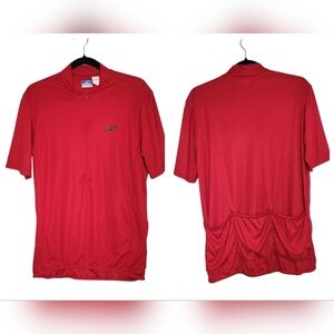 Performance Bike 1/2 zip Red cycling jersey. Men's size Large.
